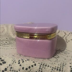 Lilac Ceramic Trinket Box with Gold Accent new